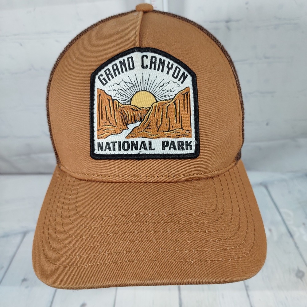 Grand Canyon National Park Patch Trucker Hat, Adjustable, Brown, Mesh Mad Engine
